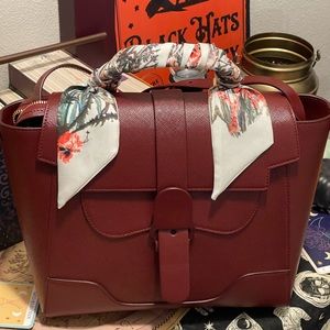 Senreve Midi Maestra Bag | Vegan Merlot / Gold
